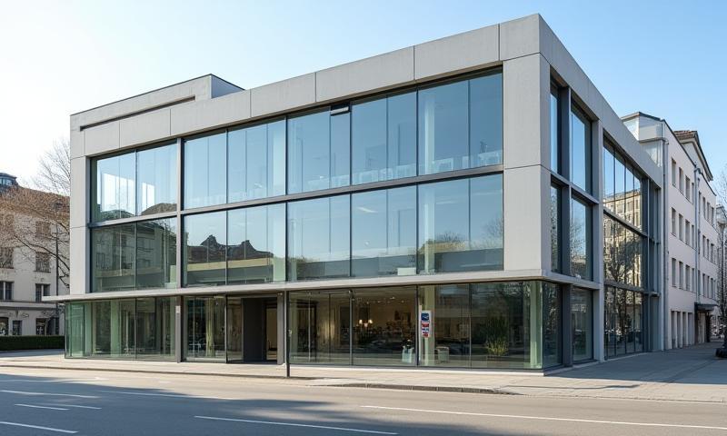 Modern office building facade in Zurich where Helvetia Digital Assets is located