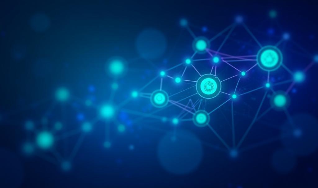 Abstract graphic representing digital assets and passive income growth - vibrant colors and interconnected nodes